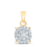 10kt Yellow Gold Womens Round Diamond Cluster Pendant 1/4 Cttw