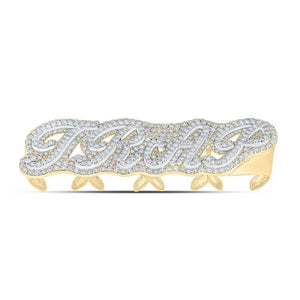 10kt Yellow Gold Mens Round Diamond TRAP 4-Finger Ring 15 Cttw