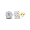 14kt White Gold Baguette Diamond Cluster Earrings 5/8 Cttw