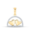 10kt Yellow Gold Womens Round Diamond Heart Pendant 1/10 Cttw