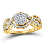 10kt Yellow Gold Womens Round Diamond Twist Circle Cluster Ring 1/3 Cttw