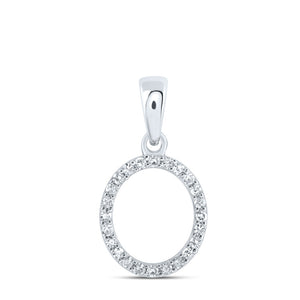 10kt White Gold Womens Round Diamond O Initial Letter Pendant 1/10 Cttw