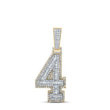14kt Two-tone Gold Mens Baguette Diamond Number 4 Charm Pendant 1-1/2 Cttw