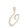 10kt Yellow Gold Mens Round Diamond O Initial Letter Charm Pendant 7/8 Cttw