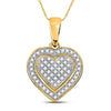 10kt Yellow Gold Womens Round Diamond Heart Pendant 1/4 Cttw