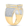 10kt Two-tone Gold Mens Round Diamond L Initial Letter Ring 1-1/5 Cttw