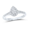 10kt White Gold Pear Diamond Halo Bridal Wedding Engagement Ring 1/2 Cttw
