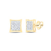 10kt Yellow Gold Womens Round Diamond Kite Cluster Earrings 1/20 Cttw