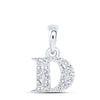 10kt White Gold Womens Round Diamond D Initial Letter Pendant 1/10 Cttw