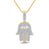 10kt Yellow Gold Mens Round Diamond Hamsa Hand Charm Pendant 1 Cttw