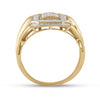 10kt Yellow Gold Mens Round Diamond Octagon Square Cluster Ring 1/2 Cttw