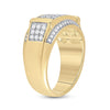 10kt Yellow Gold Mens Round Diamond Rectangle Band Ring 1 Cttw