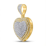 10kt Yellow Gold Mens Round Diamond Heart Charm Pendant 3/4 Cttw