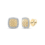 10kt Yellow Gold Womens Round Diamond Nugget Square Earrings 1/8 Cttw