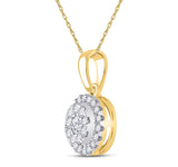 10kt Yellow Gold Womens Round Diamond Cluster Pendant 1/4 Cttw