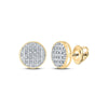 10kt Yellow Gold Round Diamond Circle Cluster Stud Earrings 1/12 Cttw