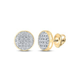 10kt Yellow Gold Round Diamond Circle Cluster Stud Earrings 1/12 Cttw