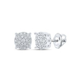 10kt White Gold Womens Round Diamond Cluster Earrings 1/4 Cttw