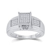 Sterling Silver Womens Round Diamond Square Ring 1/6 Cttw