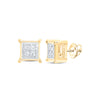 10kt Yellow Gold Round Diamond Square Earrings .03 Cttw