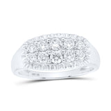 10kt White Gold Mens Round Diamond Fluted Band Ring 1 Cttw