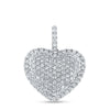 10kt White Gold Womens Round Diamond Heart Pendant 1-1/4 Cttw