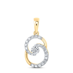 10kt Yellow Gold Womens Round Diamond Fashion Pendant 1/4 Cttw