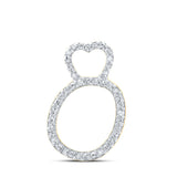 10kt Yellow Gold Womens Round Diamond O Heart Letter Pendant 1/8 Cttw