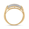 10kt Yellow Gold Mens Round Diamond Rectangle Cluster Ring 1/3 Cttw