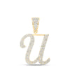 10kt Yellow Gold Mens Round Diamond U Initial Letter Charm Pendant 1 Cttw