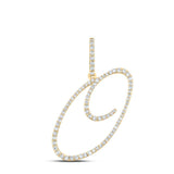 10kt Yellow Gold Womens Round Diamond O Initial Letter Pendant 3/8 Cttw