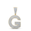 14kt Two-tone Gold Mens Round Diamond G Initial Letter Charm Pendant 7/8 Cttw