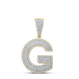 14kt Two-tone Gold Mens Round Diamond G Initial Letter Charm Pendant 7/8 Cttw