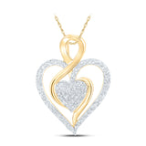 10kt Yellow Gold Womens Round Diamond Heart Pendant 1/4 Cttw