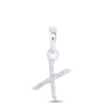 10kt White Gold Womens Round Diamond X Initial Letter Pendant .03 Cttw