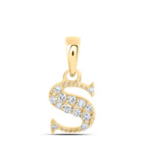 10kt Yellow Gold Womens Round Diamond S Initial Letter Pendant 1/20 Cttw