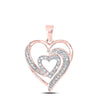 10kt Rose Gold Womens Round Diamond Heart Pendant 1/6 Cttw