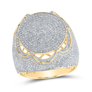 10kt Yellow Gold Mens Round Diamond Pave Circle Ring 1-7/8 Cttw