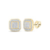 10kt Yellow Gold Womens Round Diamond Octagon Earrings 1/6 Cttw