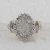 10kt Yellow Gold Womens Round Baguette Diamond Concentric Oval Cluster Ring 1 Cttw