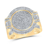 10kt Yellow Gold Mens Round Diamond Circle Ring 7/8 Cttw