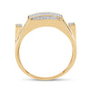 10kt Yellow Gold Mens Round Diamond Rectangle Cluster Ring 1/4 Cttw