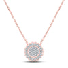 10kt Rose Gold Womens Round Diamond 18-inch Cluster Pendant 1/5 Cttw