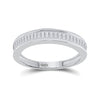 Sterling Silver Womens Baguette Diamond Wedding Band Ring 1/2 Cttw