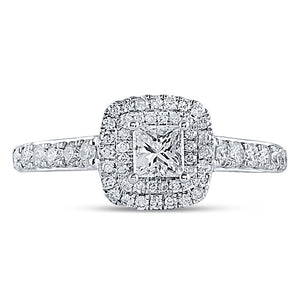 14kt White Gold Round Diamond Halo Bridal Wedding Engagement Ring 1 Cttw