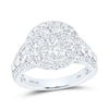 14kt White Gold Womens Round Diamond Cluster Ring 2 Cttw