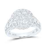 14kt White Gold Womens Round Diamond Cluster Ring 2 Cttw