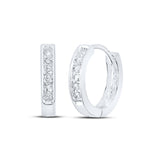 10kt White Gold Womens Round Diamond Hoop Earrings 1/8 Cttw