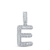 10kt White Gold Mens Baguette Diamond E Initial Letter Pendant 1/2 Cttw