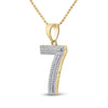 10kt Yellow Gold Mens Round Diamond Number 7 Charm Pendant 3/8 Cttw